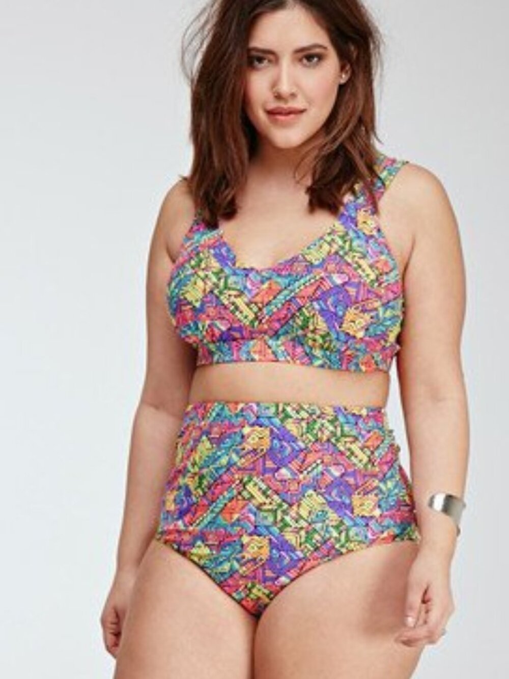 Forever 21 Plus Tribal High Waisted Bikini Bottom Only Swim XL/1X/2X/3X